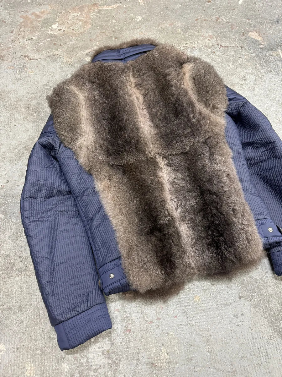 AW2007 Cavalli Fur Hybrid Navy Puffer Jacket (M) 2
