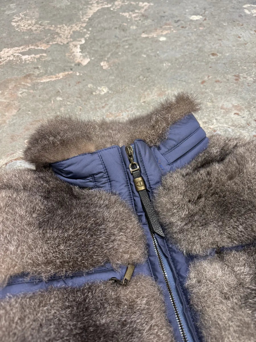 AW2007 Cavalli Fur Hybrid Navy Puffer Jacket (M) 7