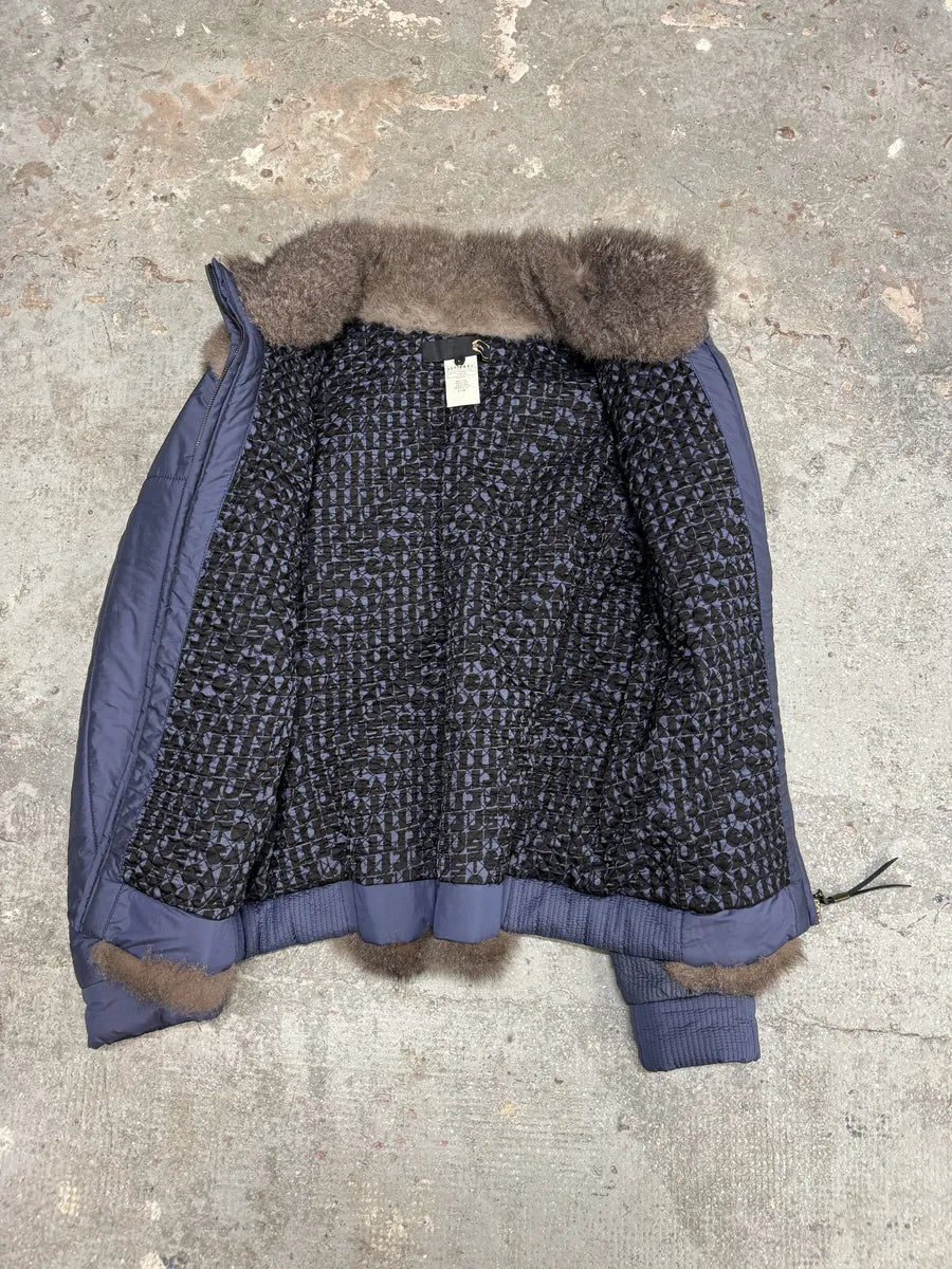 AW2007 Cavalli Fur Hybrid Navy Puffer Jacket (M) 8