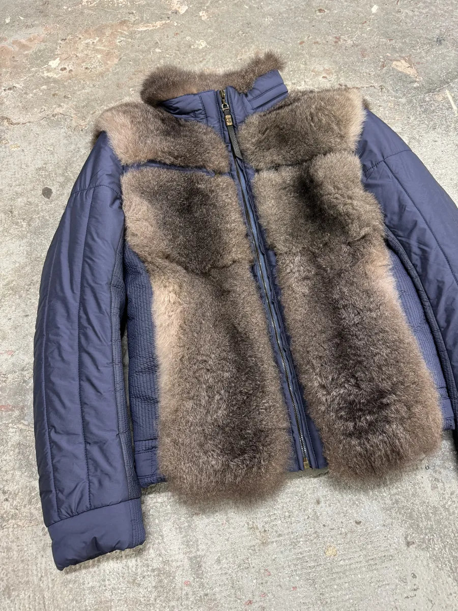 AW2007 Cavalli Fur Hybrid Navy Puffer Jacket (M) 9