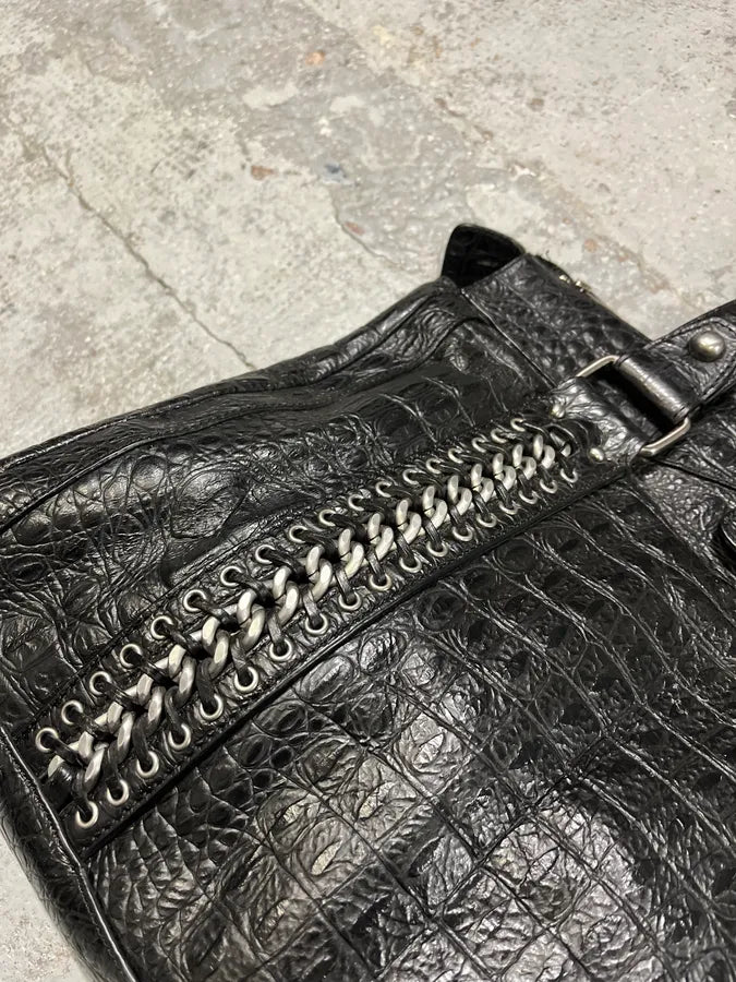AW2007 Cavalli Metal Black Crocodile Effect Leather Handle Bag xOEseiP 4