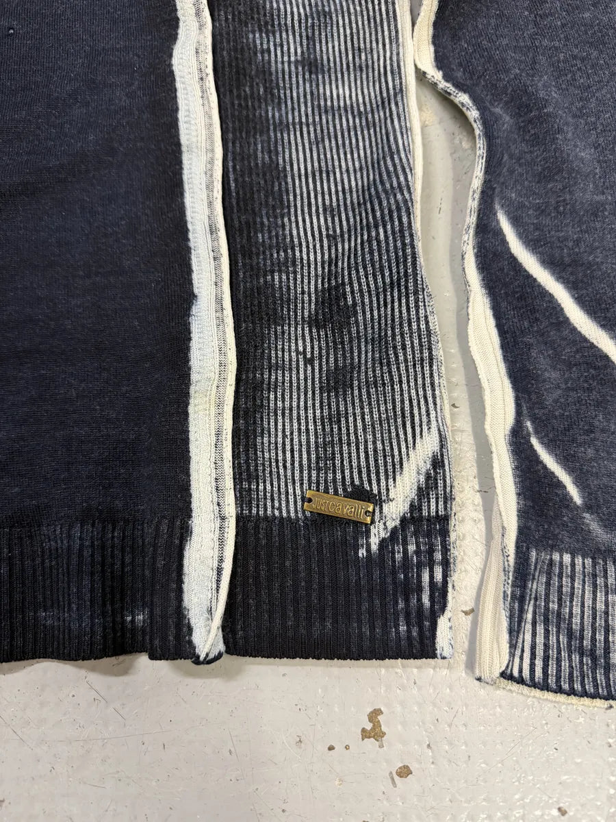 AW2007 Cavalli Navy & White V Neck Irregular Sweater JsnXAfL 10