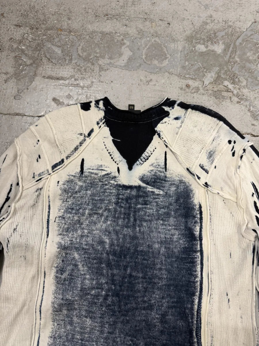 AW2007 Cavalli Navy & White V Neck Irregular Sweater JsnXAfL 3