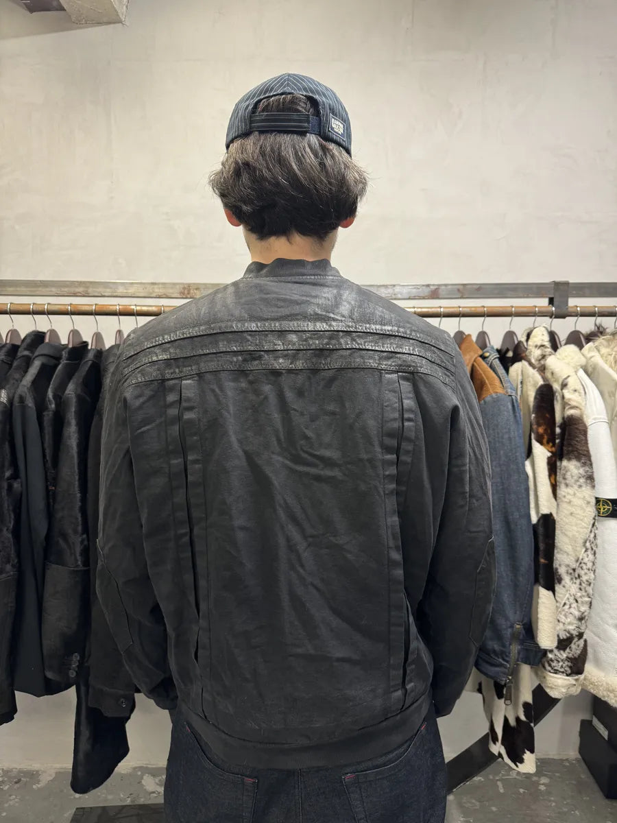 AW2007 Cavalli Utility Multi Pockets Black Waxed Bomber Jacket NjgztDF 1