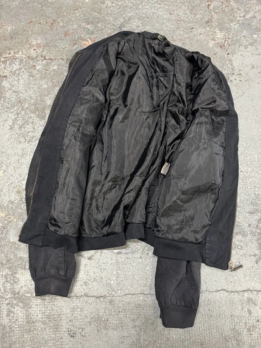 AW2007 Cavalli Utility Multi Pockets Black Waxed Bomber Jacket NjgztDF 6