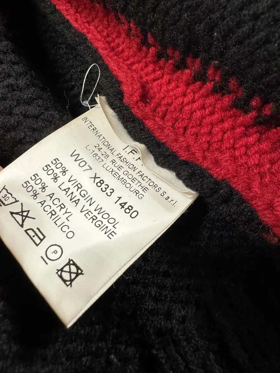 AW2007 Dirk Bikkembergs Black & Red Lined Wool Zip-up Sweater VgjVQmi 4