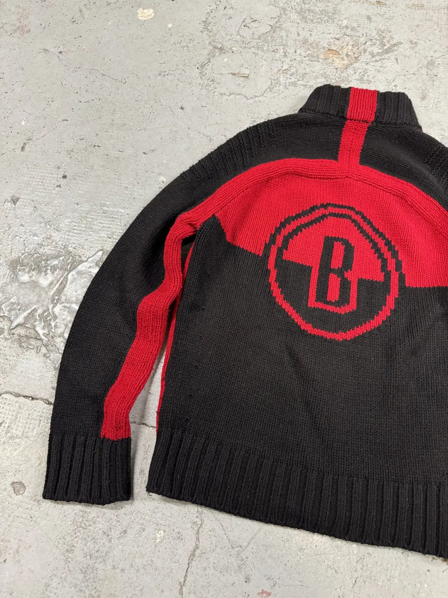 AW2007 Dirk Bikkembergs Black & Red Lined Wool Zip-up Sweater VgjVQmi 8