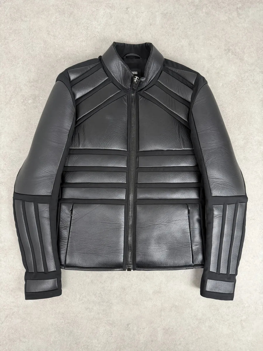 AW2007 Dirk Bikkembergs Black Leather Quilted Motorcycle Jacket tjNLTQA 0