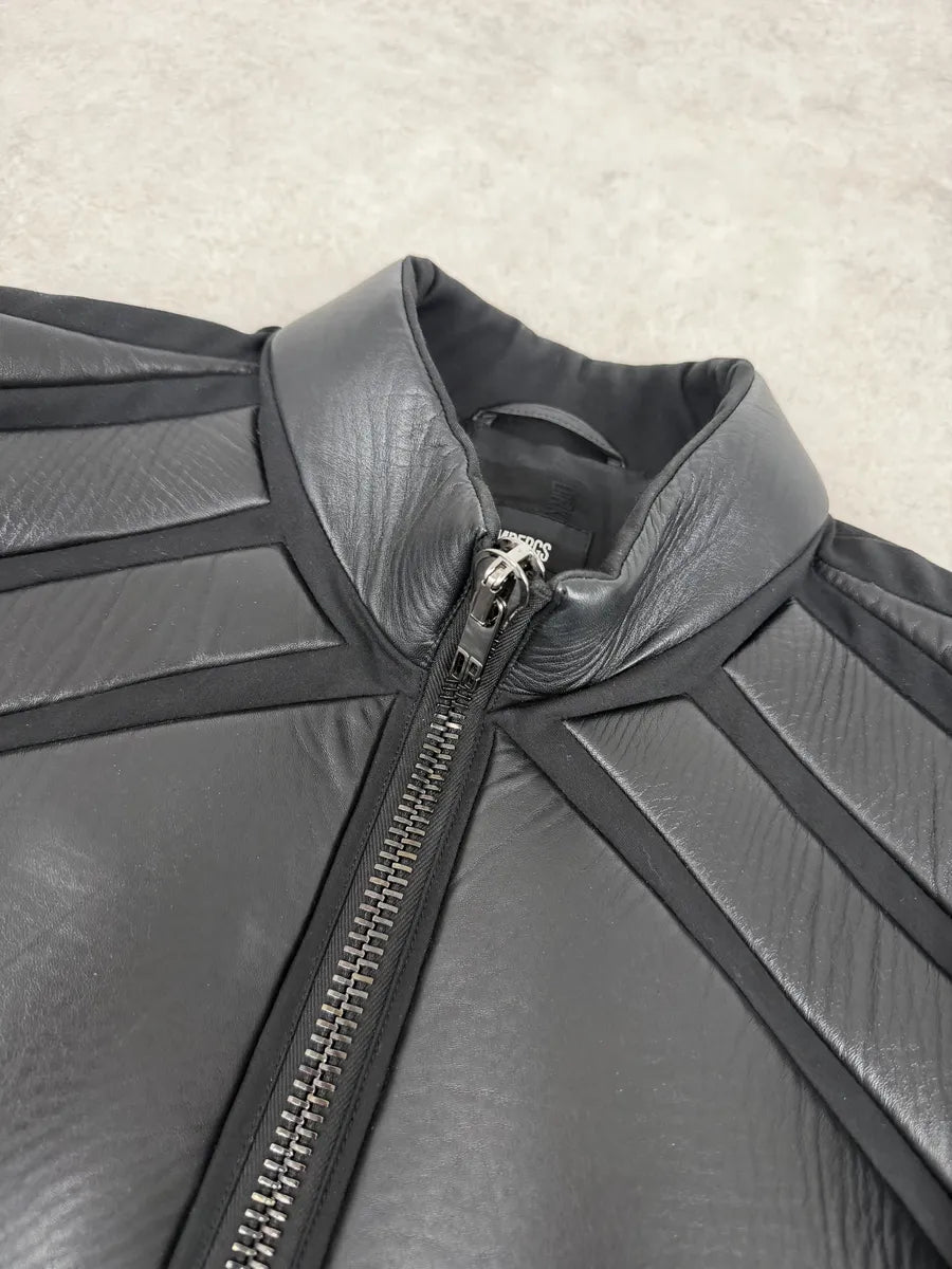 AW2007 Dirk Bikkembergs Black Leather Quilted Motorcycle Jacket tjNLTQA 11