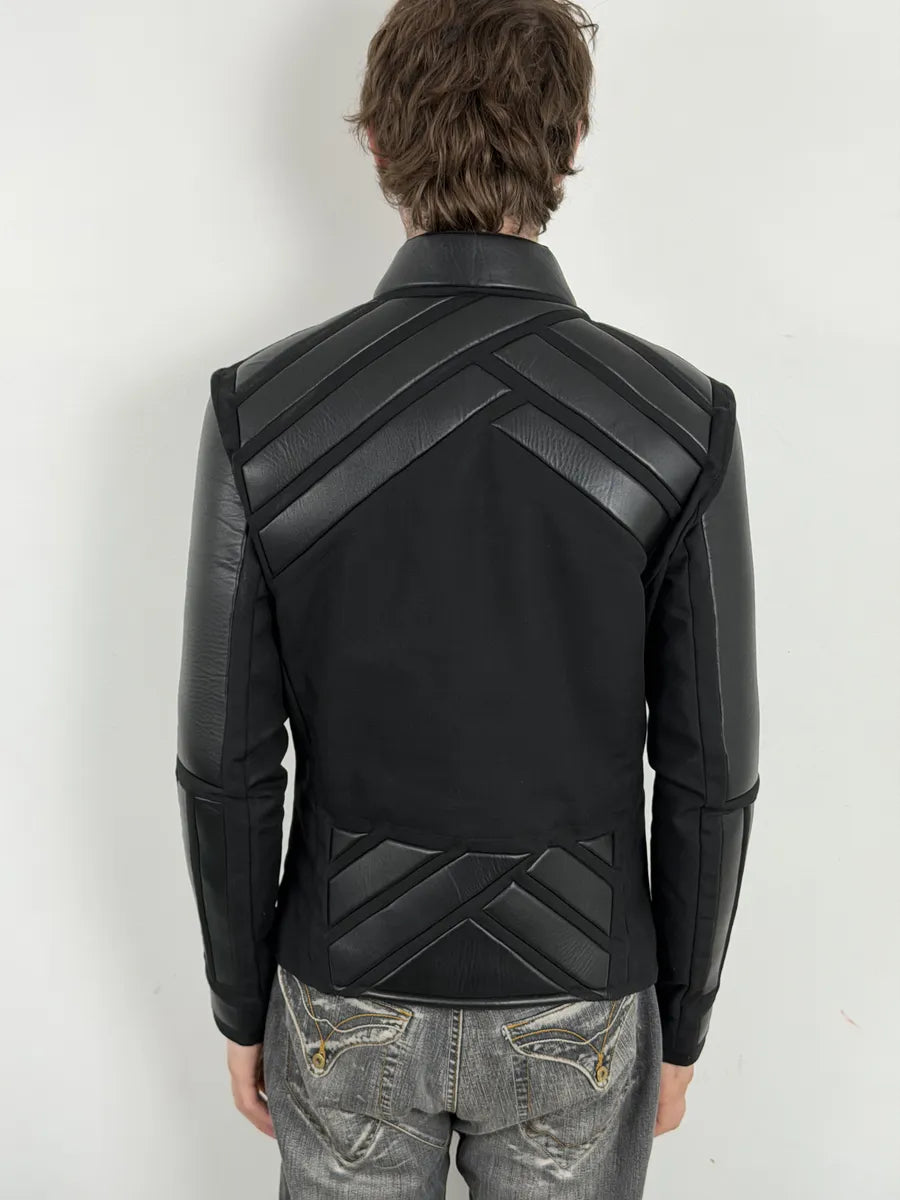 AW2007 Dirk Bikkembergs Black Leather Quilted Motorcycle Jacket tjNLTQA 4