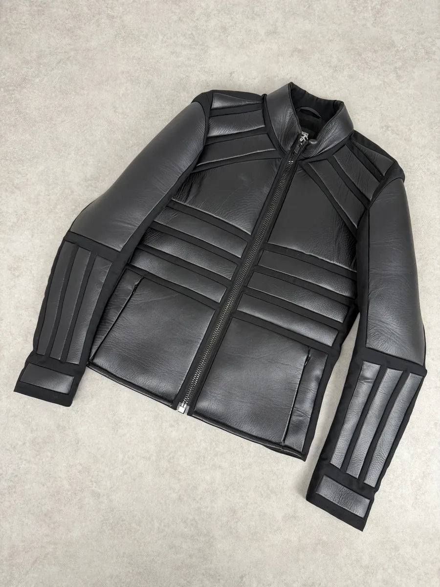 AW2007 Dirk Bikkembergs Black Leather Quilted Motorcycle Jacket tjNLTQA 5