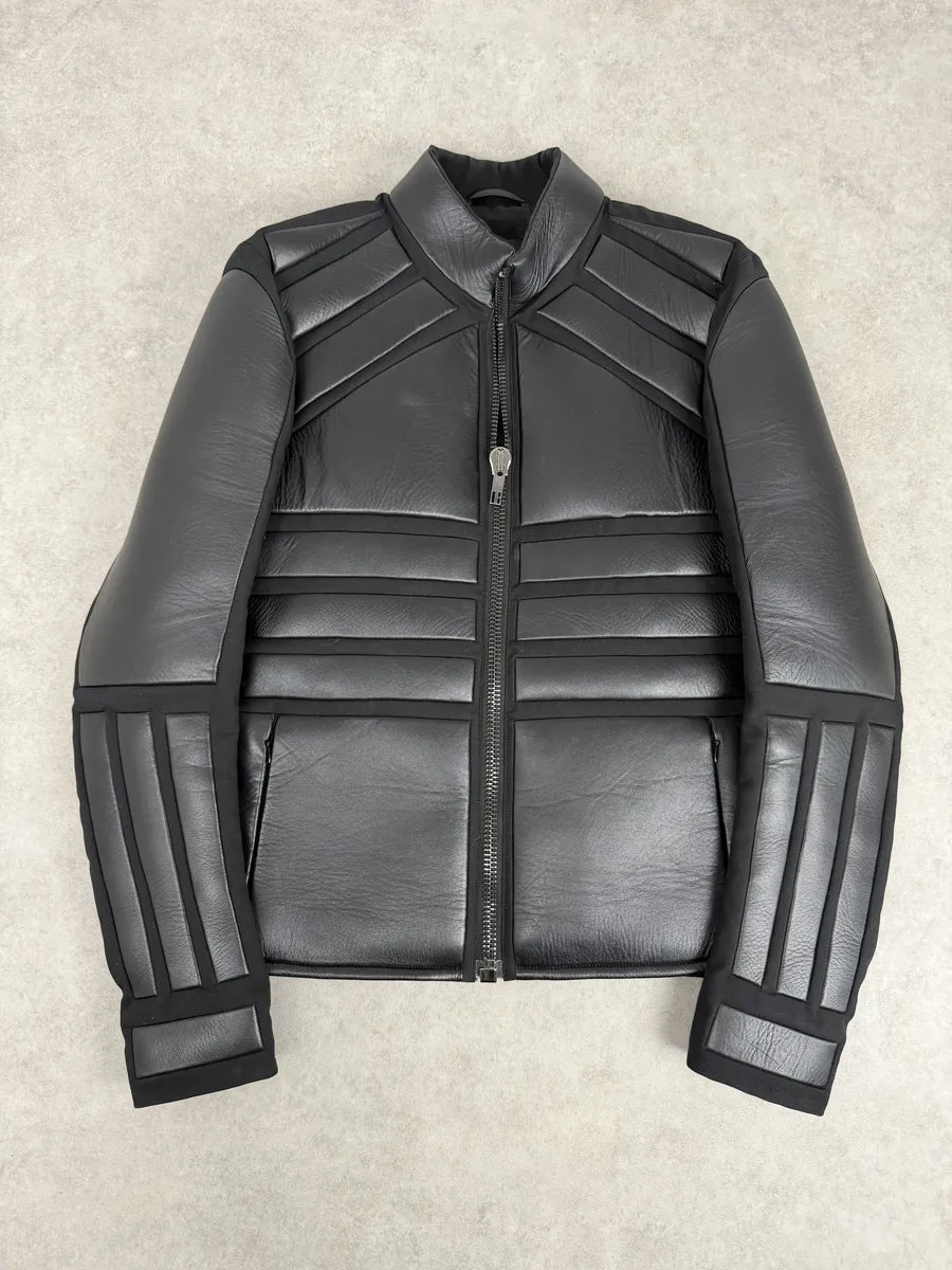 AW2007 Dirk Bikkembergs Black Leather Quilted Motorcycle Jacket tjNLTQA 6