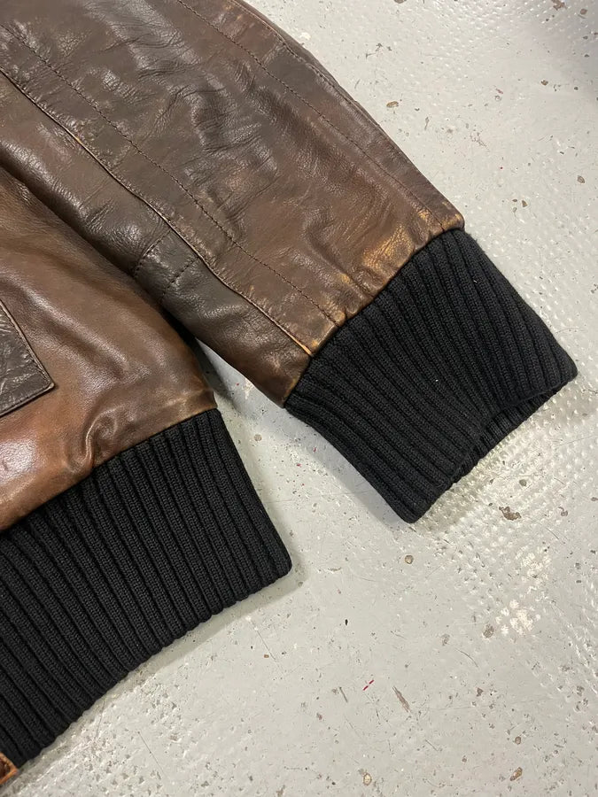 AW2007 Dirk Bikkembergs Layered High Collar Brown Leather Jacket ugrQOqL 6