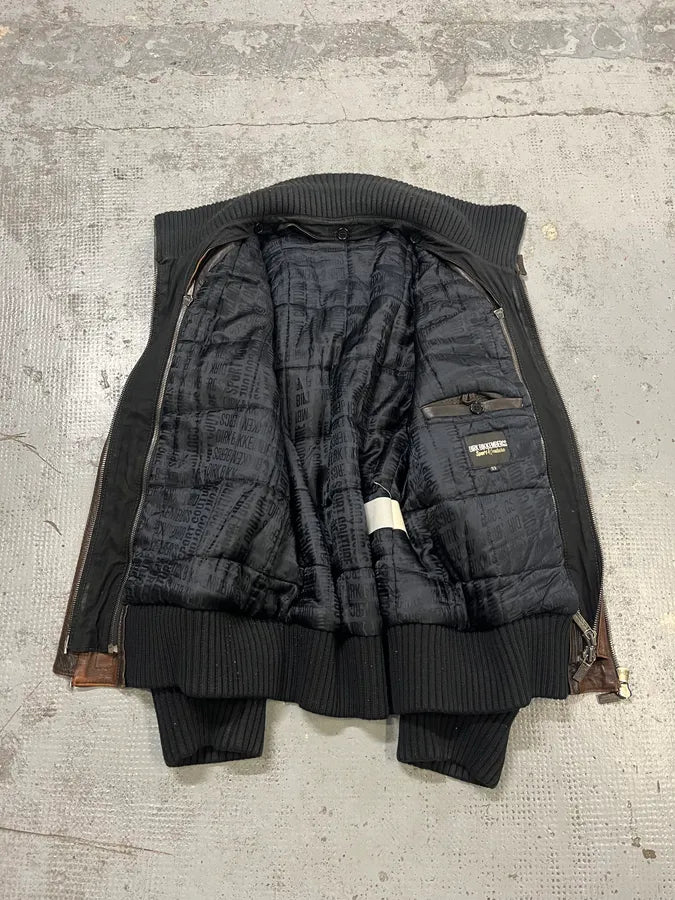 AW2007 Dirk Bikkembergs Layered High Collar Brown Leather Jacket ugrQOqL 8