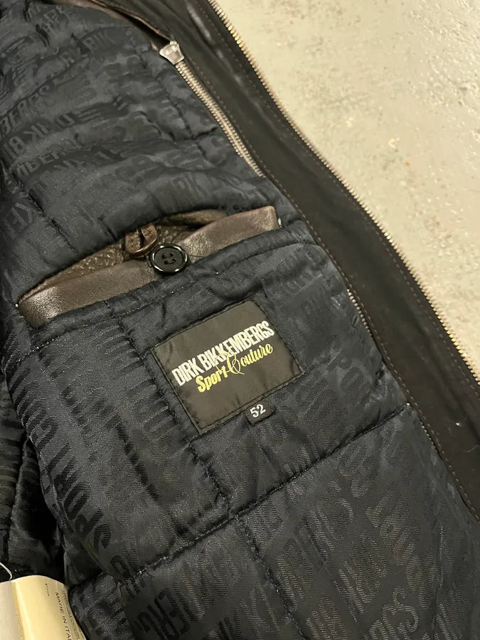 AW2007 Dirk Bikkembergs Layered High Collar Brown Leather Jacket ugrQOqL 9