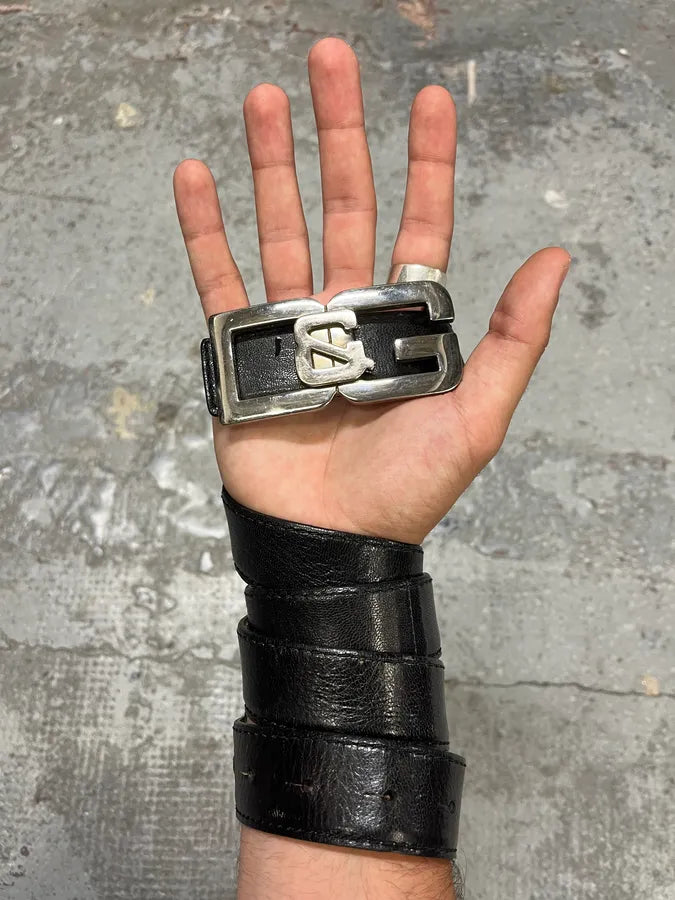 AW2007 Dolce & Gabbana Black Leather Propaganda Belt (OS) hUWsjux 0