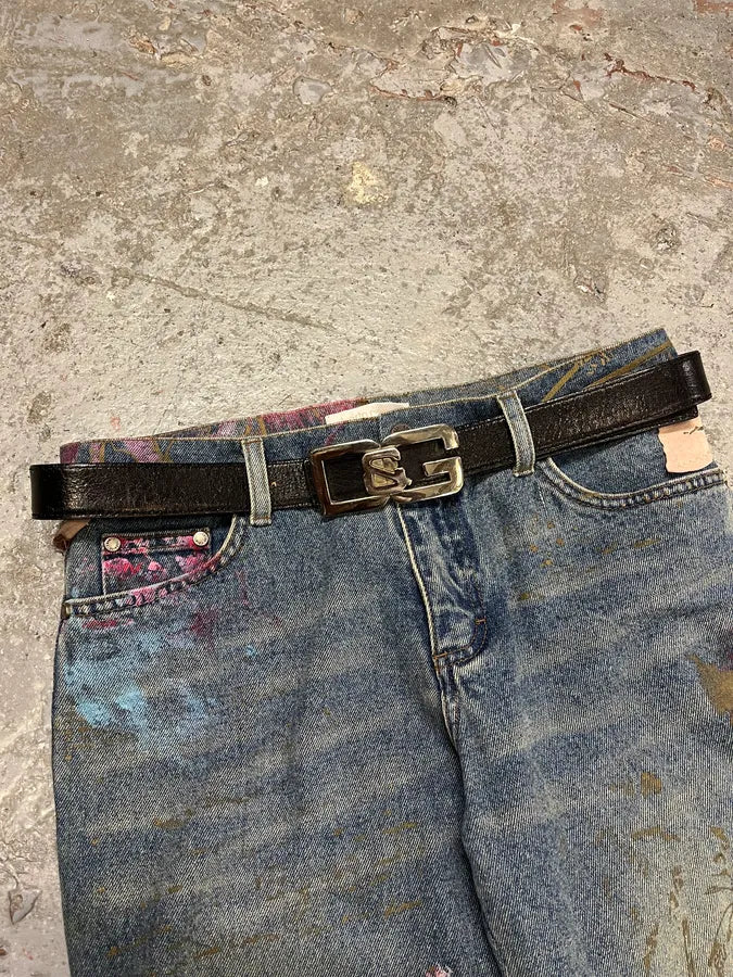 AW2007 Dolce & Gabbana Black Leather Propaganda Belt (OS) hUWsjux 1