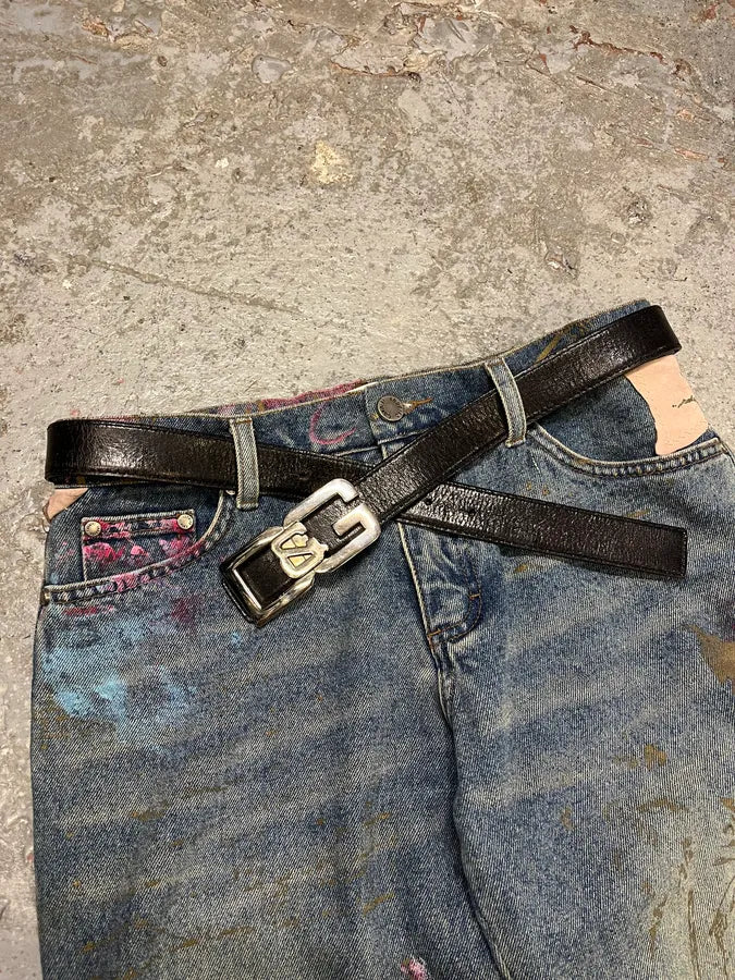 AW2007 Dolce & Gabbana Black Leather Propaganda Belt (OS) hUWsjux 2