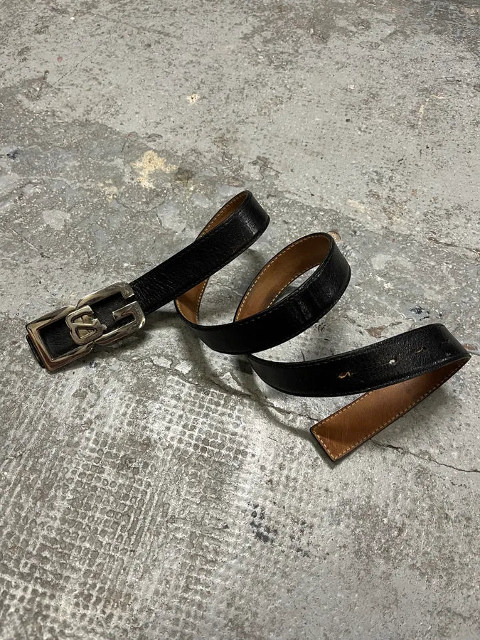 AW2007 Dolce & Gabbana Black Leather Propaganda Belt (OS) hUWsjux 3