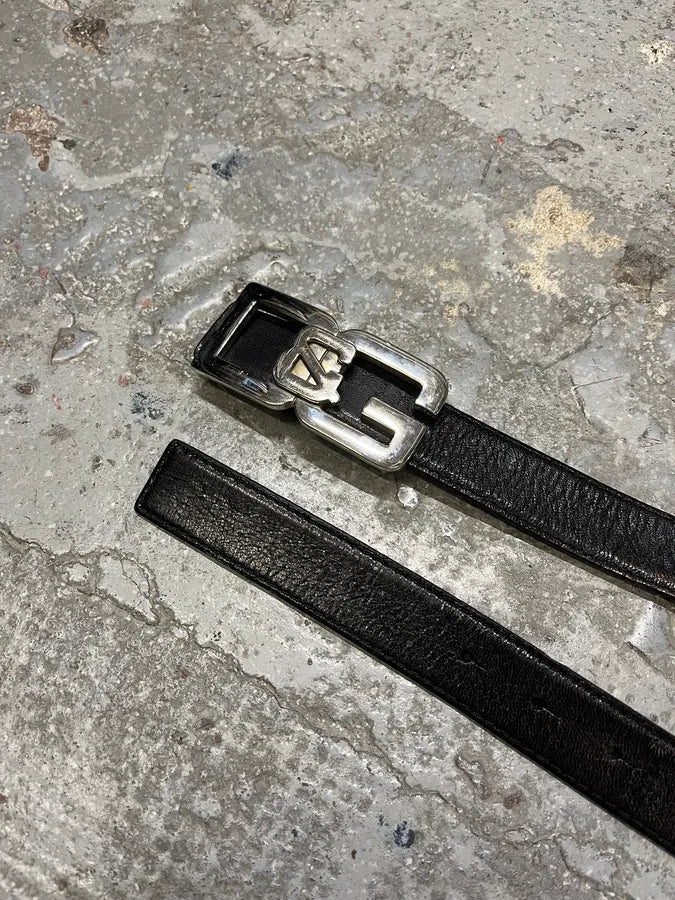 AW2007 Dolce & Gabbana Black Leather Propaganda Belt (OS) hUWsjux 5