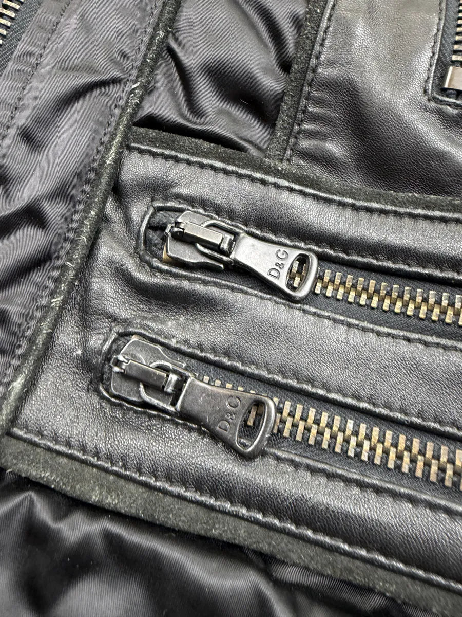 AW2007 Dolce & Gabbana Black Multi Zips Biker Jacket aNWtDuU 13