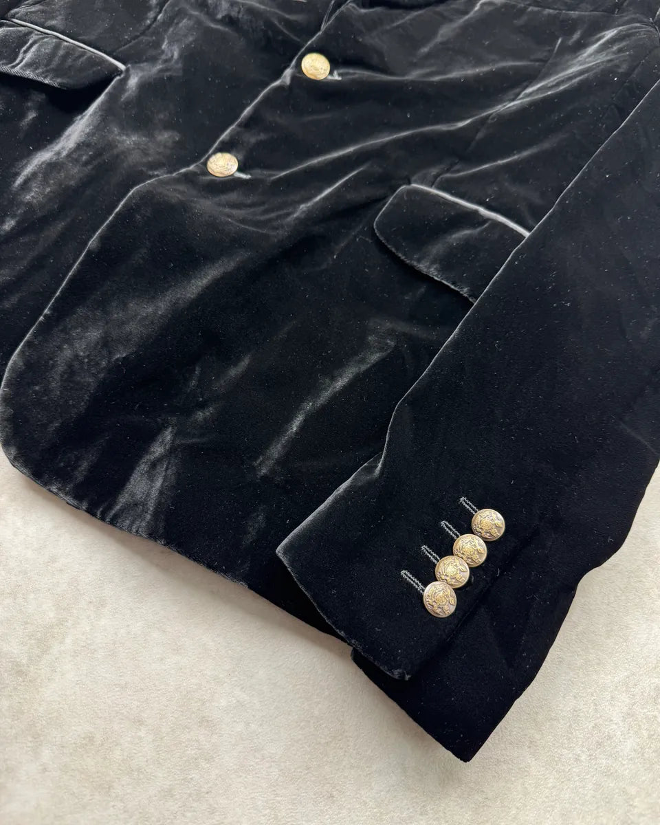 AW2007 Dolce & Gabbana Black Velvet Gold Button Blazer Jacket ybeTDfY 6
