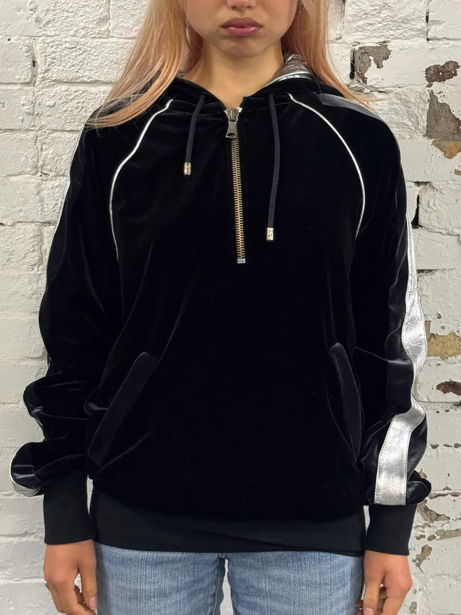 AW2007 Dolce & Gabbana Black Velvet Metallic Zip Hoodie yCssaLu 3