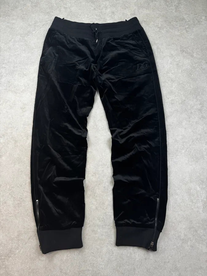 AW2007 Dolce & Gabbana Black Velvet Relax Sweatpants TShrkzj 0
