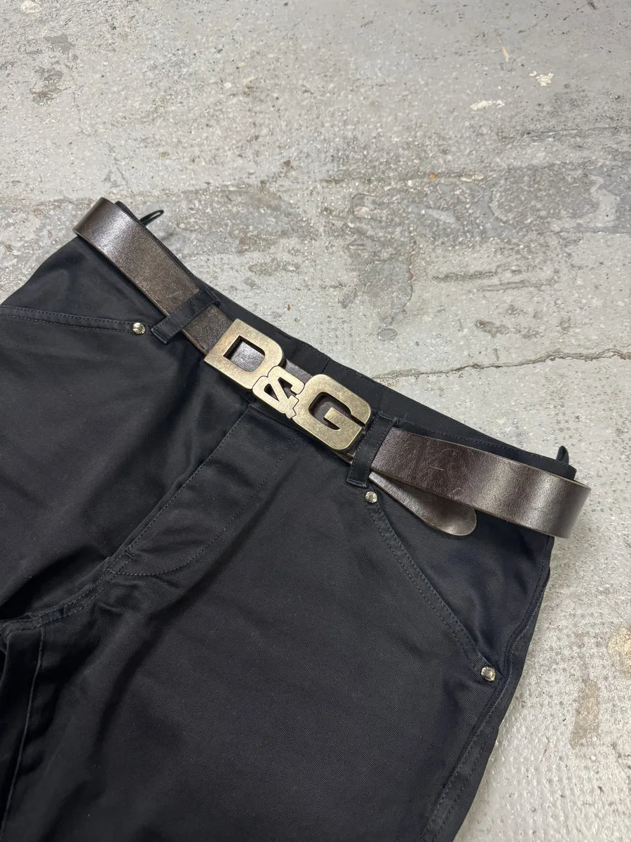 AW2007 Dolce & Gabbana Brown « D&G » Buckle Leather Belt IwkbChn 0