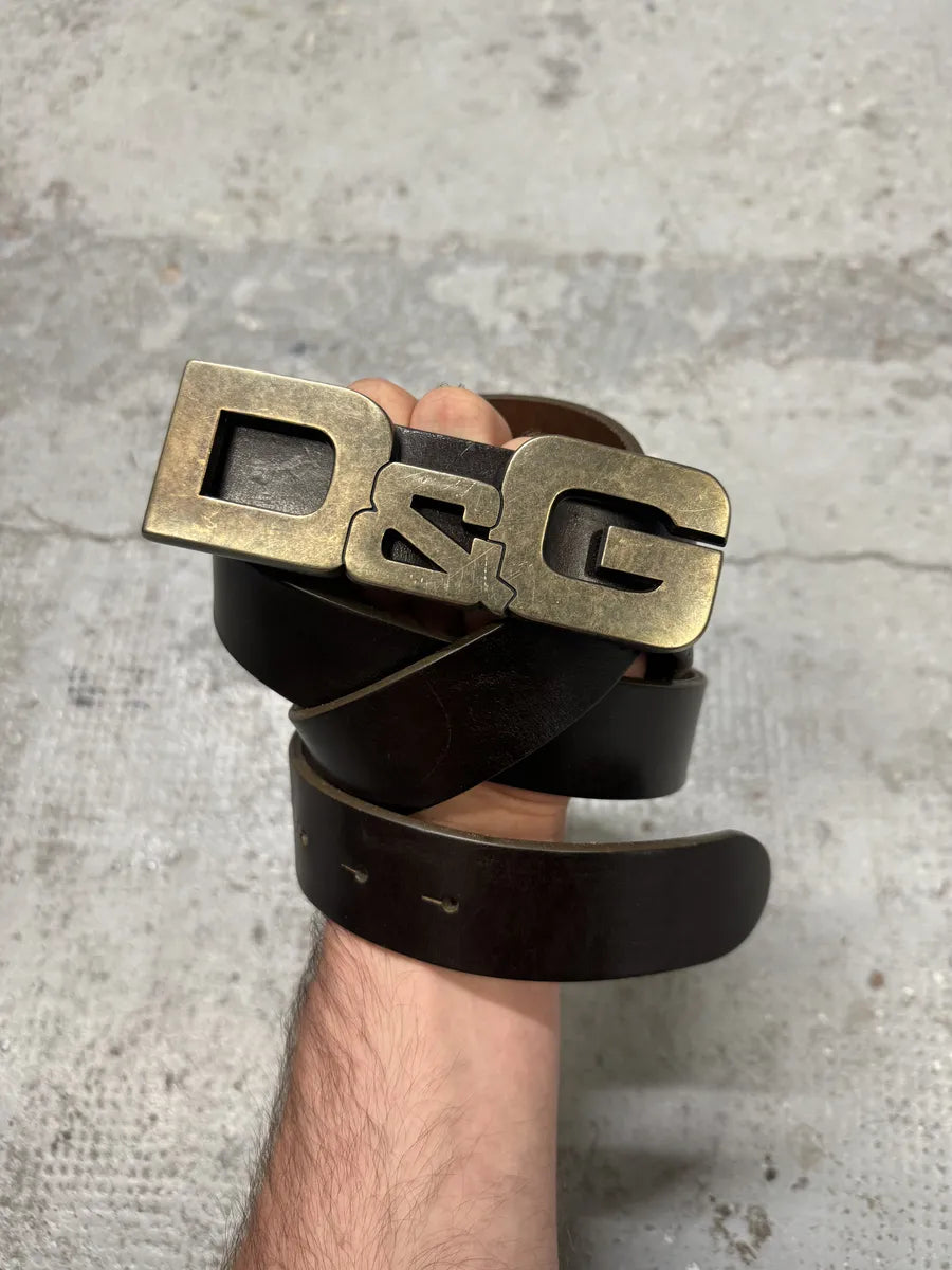 AW2007 Dolce & Gabbana Brown « D&G » Buckle Leather Belt IwkbChn 1