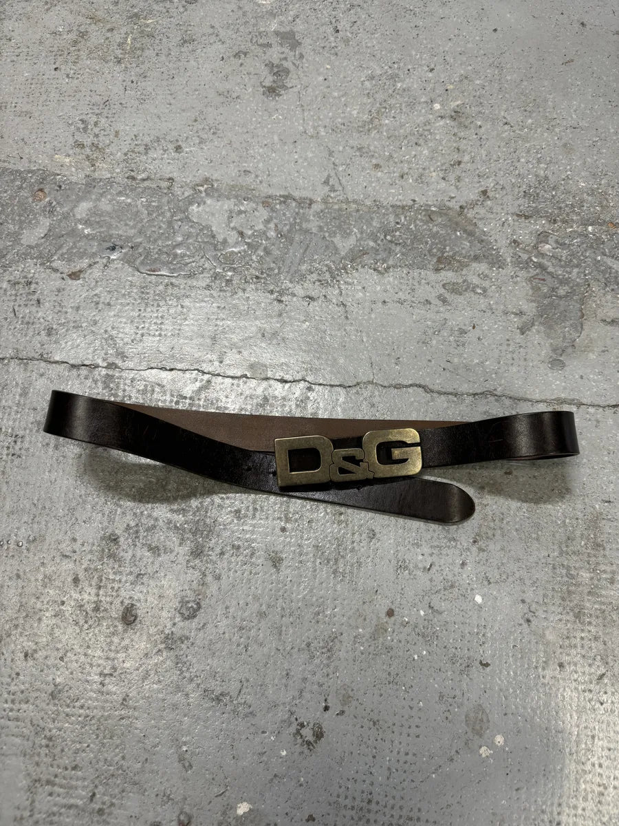 AW2007 Dolce & Gabbana Brown « D&G » Buckle Leather Belt IwkbChn 3