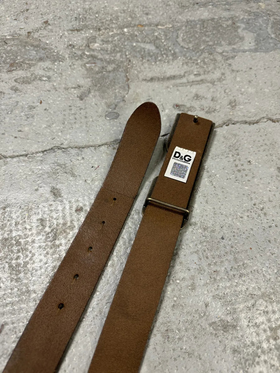 AW2007 Dolce & Gabbana Brown « D&G » Buckle Leather Belt IwkbChn 4