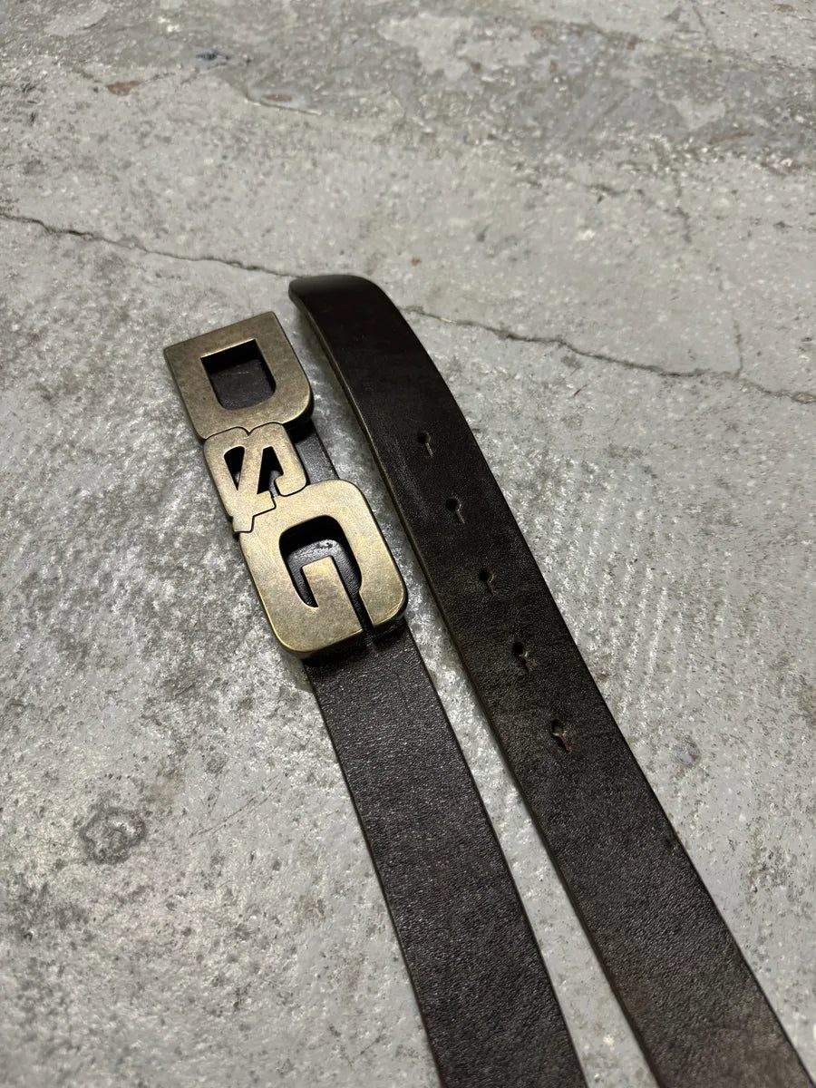 AW2007 Dolce & Gabbana Brown « D&G » Buckle Leather Belt IwkbChn 5