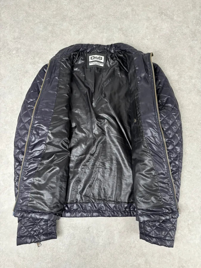 AW2007 Dolce & Gabbana Dark Purple Puffer Lamb Leather Jacket RndzcSn 6