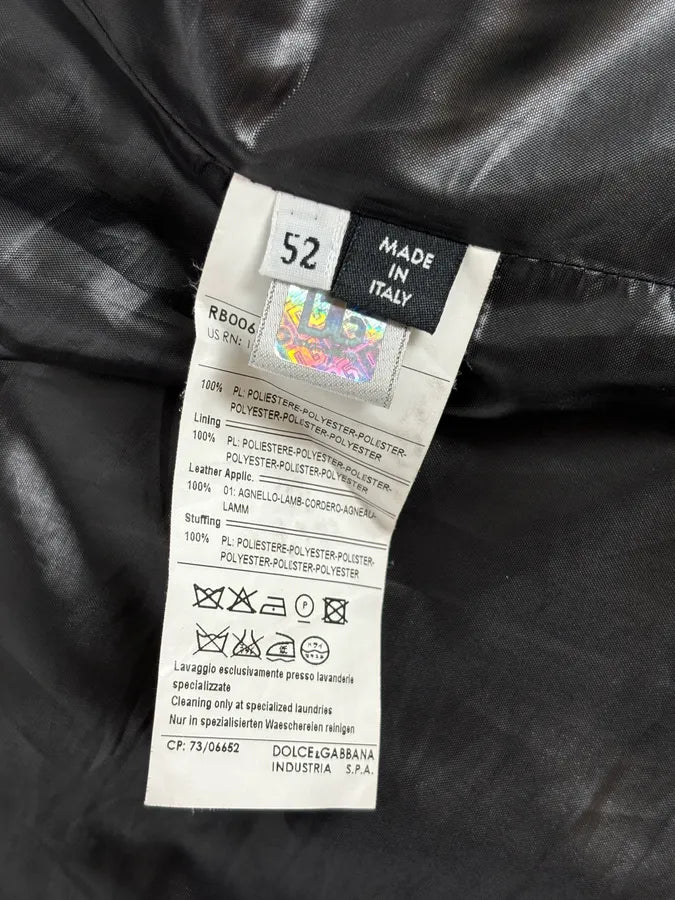 AW2007 Dolce & Gabbana Dark Purple Puffer Lamb Leather Jacket RndzcSn 12