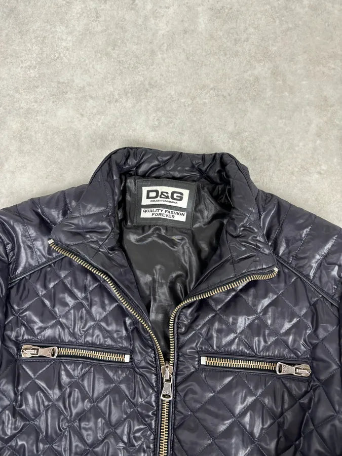 AW2007 Dolce & Gabbana Dark Purple Puffer Lamb Leather Jacket RndzcSn 3