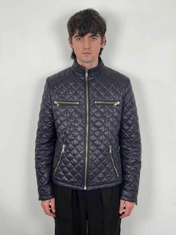 AW2007 Dolce & Gabbana Dark Purple Puffer Lamb Leather Jacket RndzcSn 1