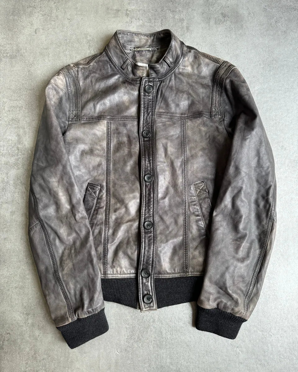 AW2007 Dolce & Gabbana Excellence Grey Lamb Leather Jacket CdRbIXo 0
