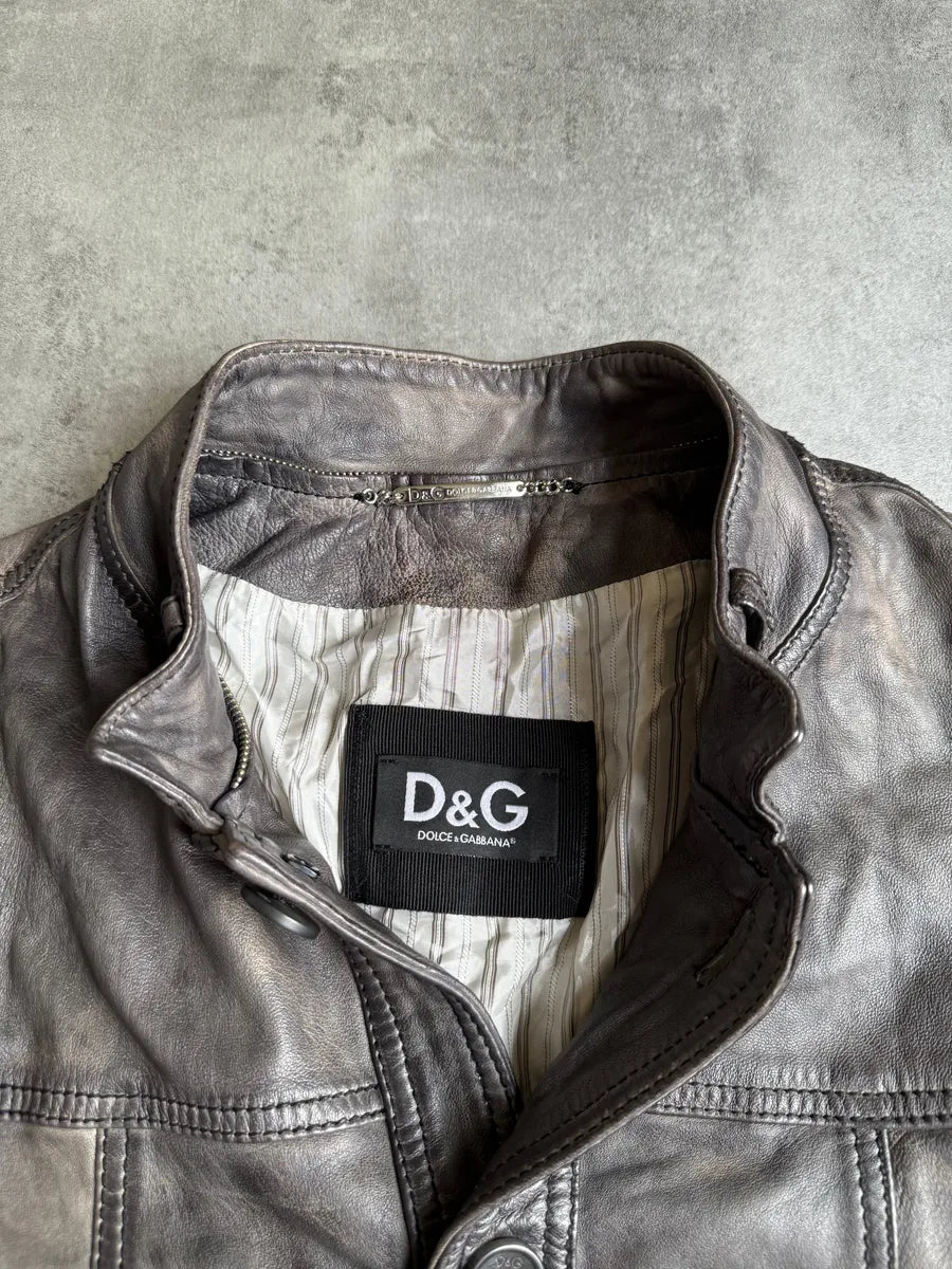 AW2007 Dolce & Gabbana Excellence Grey Lamb Leather Jacket CdRbIXo 2