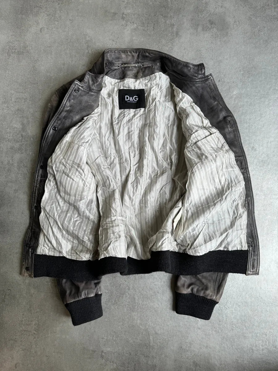 AW2007 Dolce & Gabbana Excellence Grey Lamb Leather Jacket CdRbIXo 4