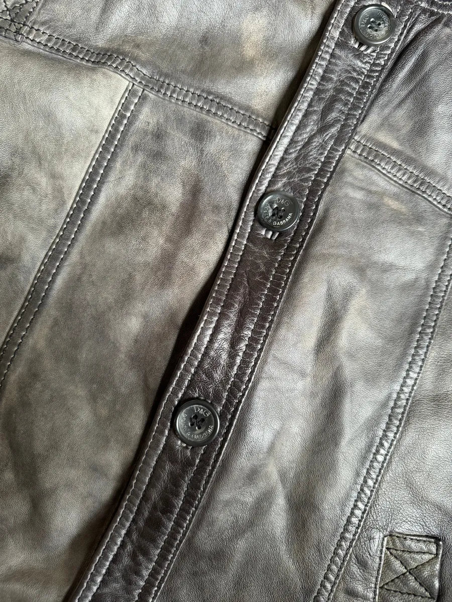 AW2007 Dolce & Gabbana Excellence Grey Lamb Leather Jacket CdRbIXo 6