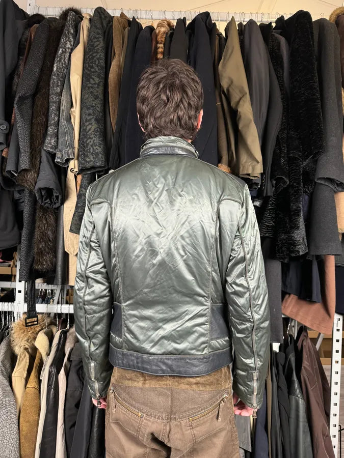 AW2007 Dolce & Gabbana Green & Black Multi Zips Nylon Biker Jacket LmURjiM 4