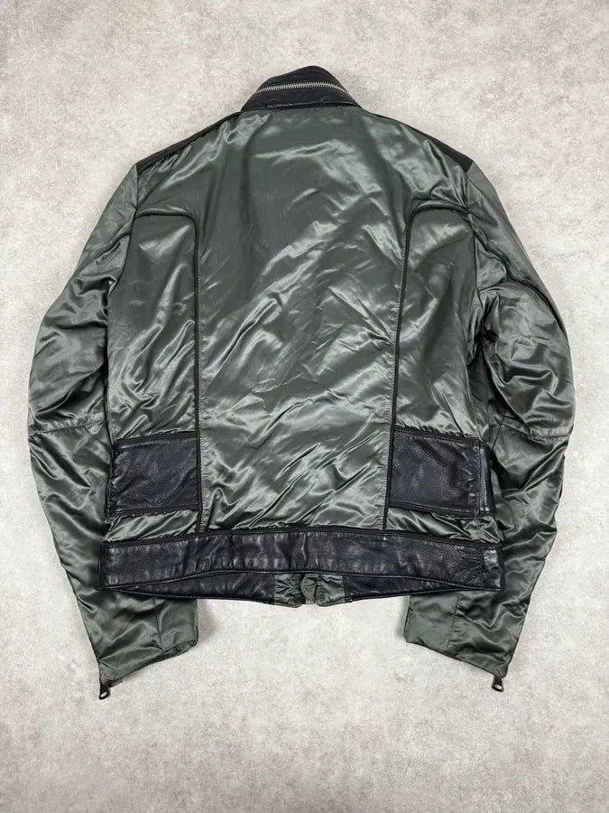 AW2007 Dolce & Gabbana Green & Black Multi Zips Nylon Biker Jacket LmURjiM 2