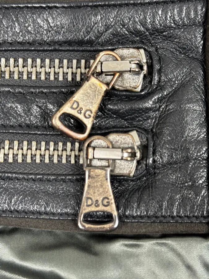 AW2007 Dolce & Gabbana Green & Black Multi Zips Nylon Biker Jacket LmURjiM 10