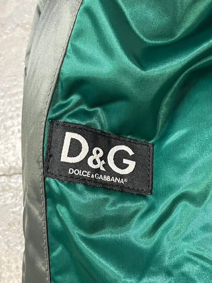 AW2007 Dolce & Gabbana Green Nylon Black Leather Multi Zips Biker Jacket vxIUNcg 10