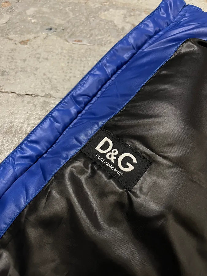 AW2007 Dolce & Gabbana Hybrid Multi-Zip Blue Leather Nylon Jacket AtKgYmw 11