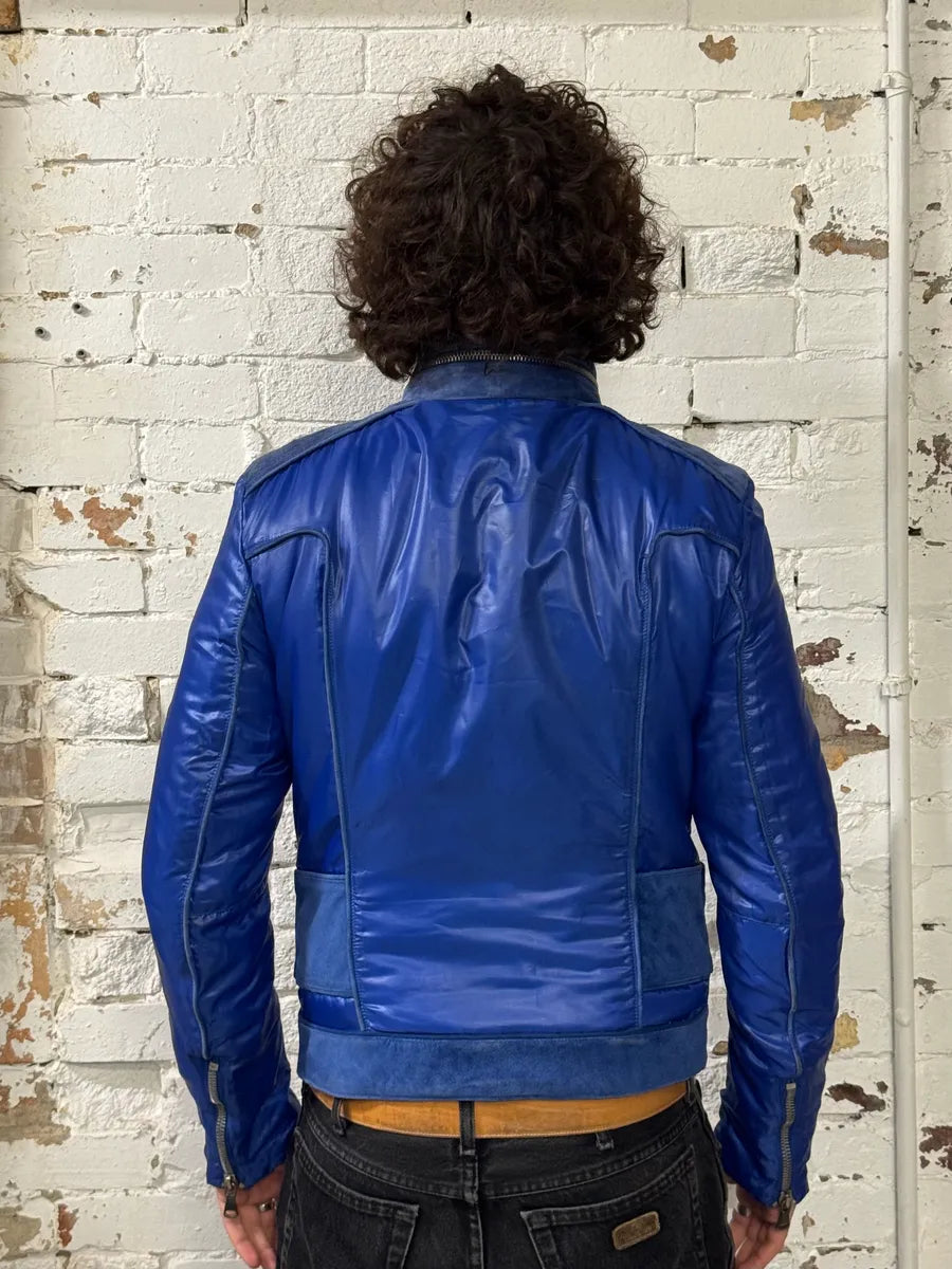 AW2007 Dolce & Gabbana Hybrid Multi-Zip Blue Leather Nylon Jacket AtKgYmw 3