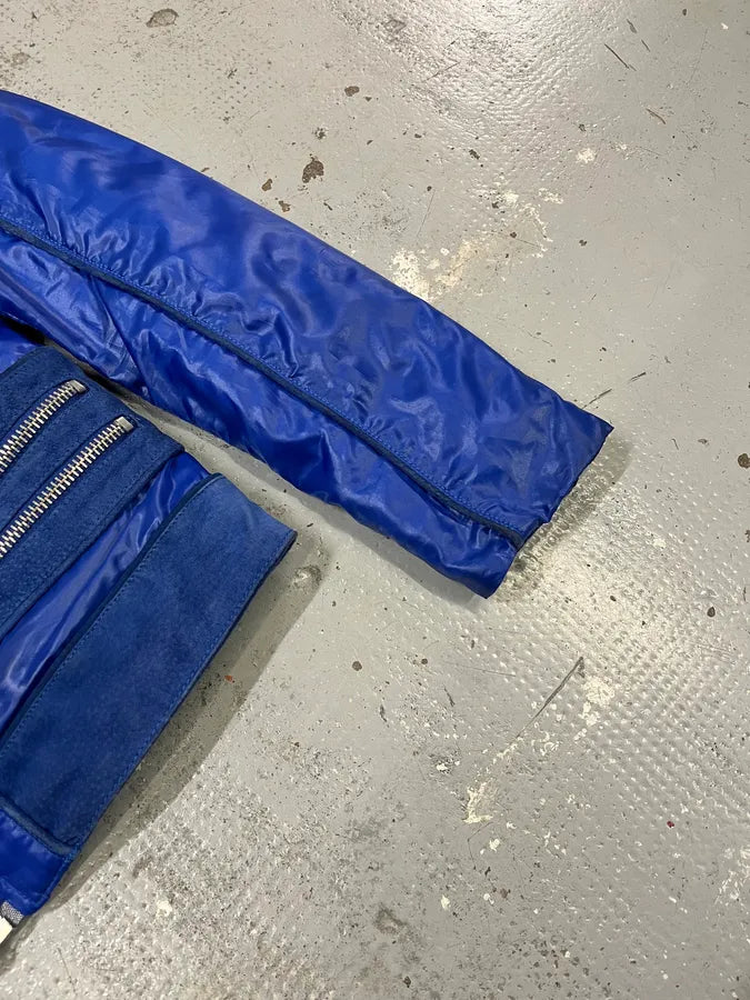 AW2007 Dolce & Gabbana Hybrid Multi-Zip Blue Leather Nylon Jacket AtKgYmw 6