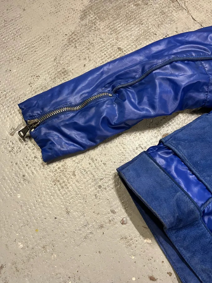 AW2007 Dolce & Gabbana Hybrid Multi-Zip Blue Leather Nylon Jacket AtKgYmw 8
