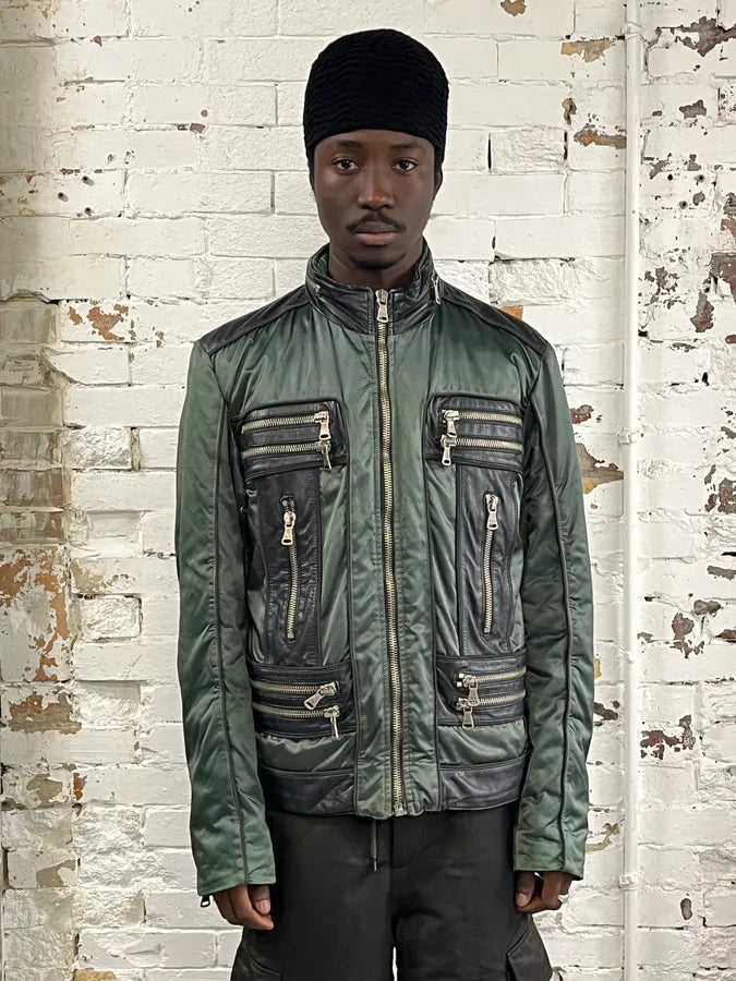 AW2007 Dolce & Gabbana Khaki Hybrid Nylon Leather Jacket EXeTvCd 2